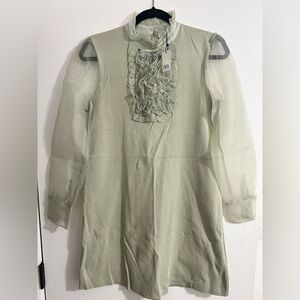 Zara Light Green Ruffle Mini Dress